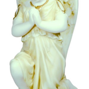 Ange en prière- Statue en albâtre 15cm - Beige et Or