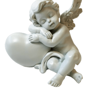 Statue en Résine 9cm - ANGE ENDORMI SUR COEUR