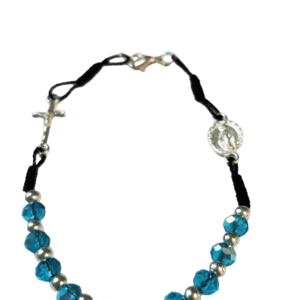 Bracelet en verre facété sur fil- BLEU