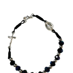 Bracelet en verre facété sur fil- NOIR