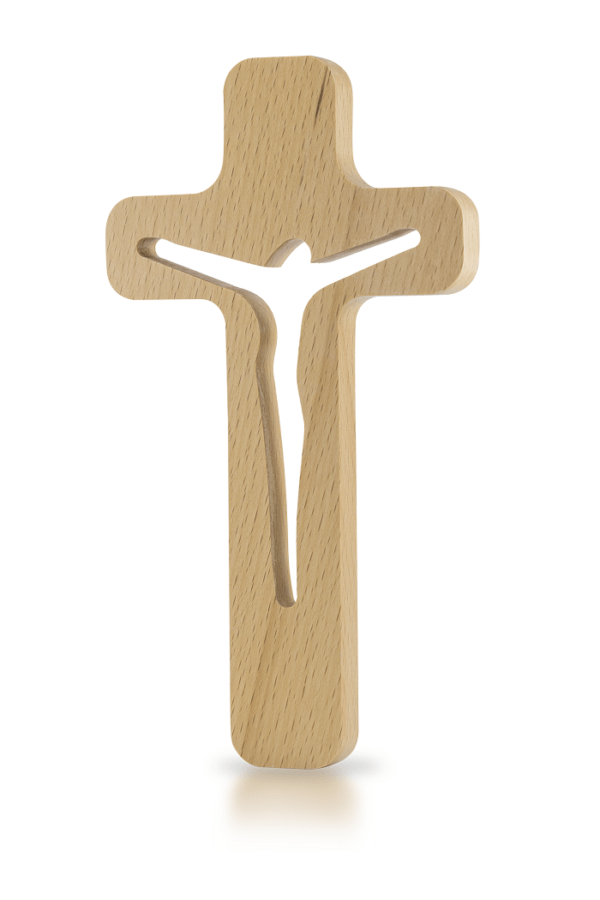 Crucifix en BOIS contemporaine 20x11cm- CHRIST AJOURÉ