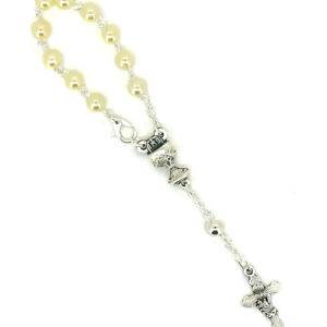 Dizainier COMMUNION imitation perle avec fermoir- BLANC