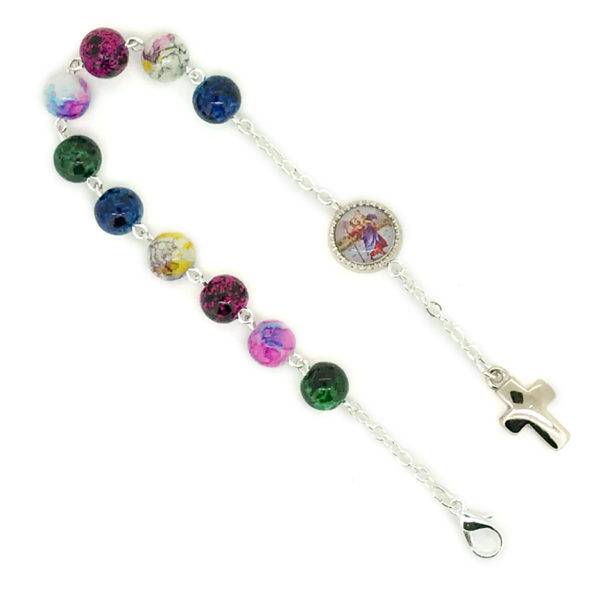 Dizainier 8mm en résine MULTICOLORE- Croix contemporaine