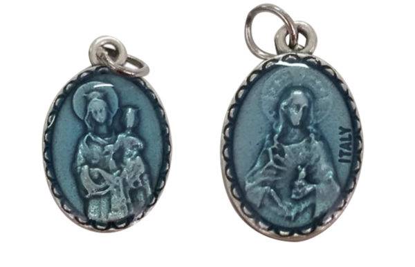 Médaille argentée 15x10mm- Résine bleue- SCAPULAIRE