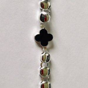 Bracelet en métal argenté - croix noire