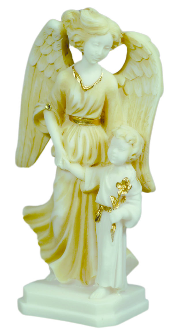 Statue en albâtre 14cm - ANGE/FILLE Beige et Or