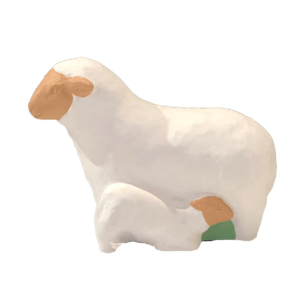 Brebis avec Agneau pour Crèche 20cm polychrome- Pierreline