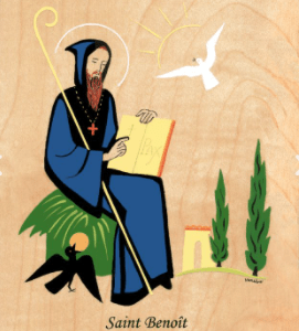 Tableau en bois Saint Patron 10x13cm -  Saint Benoît