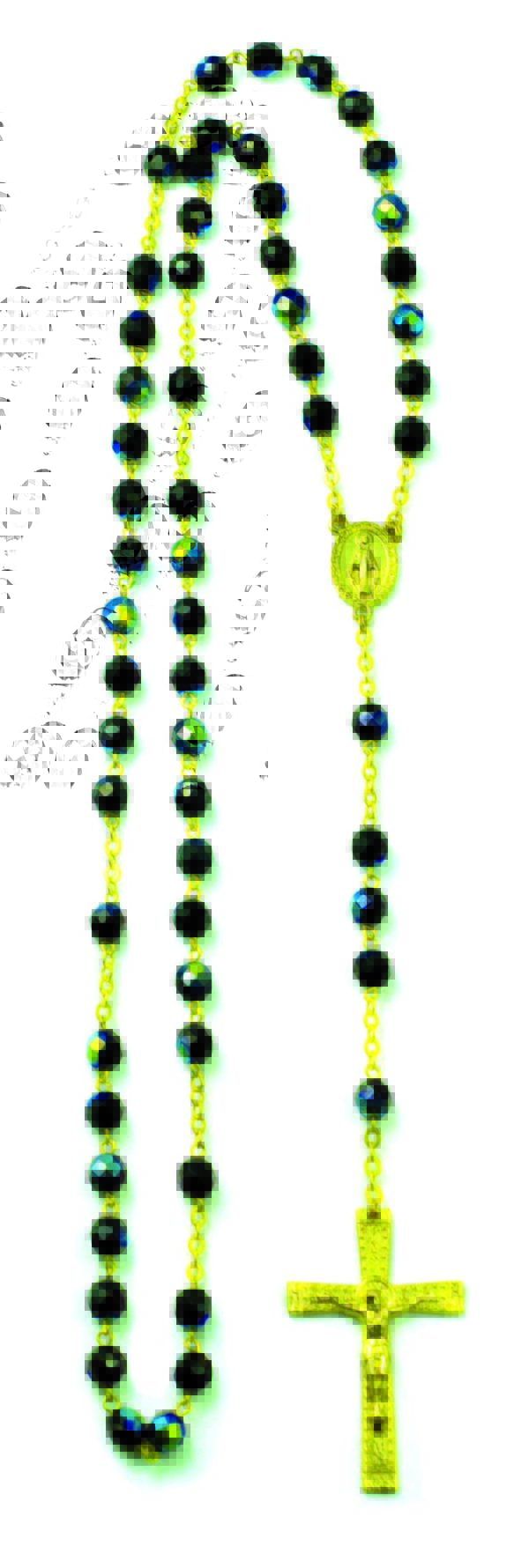 Chapelet Perles Cristal Sur Chaine Dorée - VERT