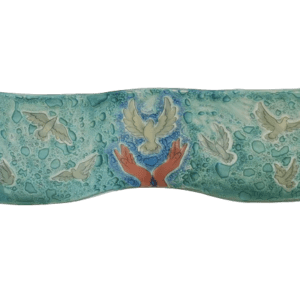 Vague en verre à poser 21 X 7cm- COLOMBES MAINS OUVERTES