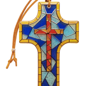 Croix en verre 8x12cm- VITRAIL CROIX