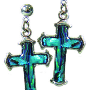 **Boucles d'Oreilles en Abalone (paire) Croix 15x20mm