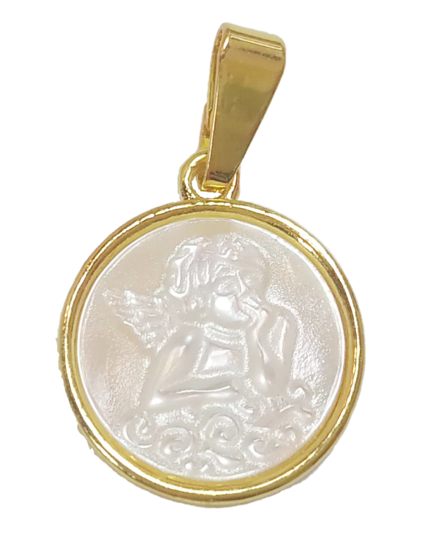 Pendentif en Nacre 14mm - ANGE DE RAPHAËL