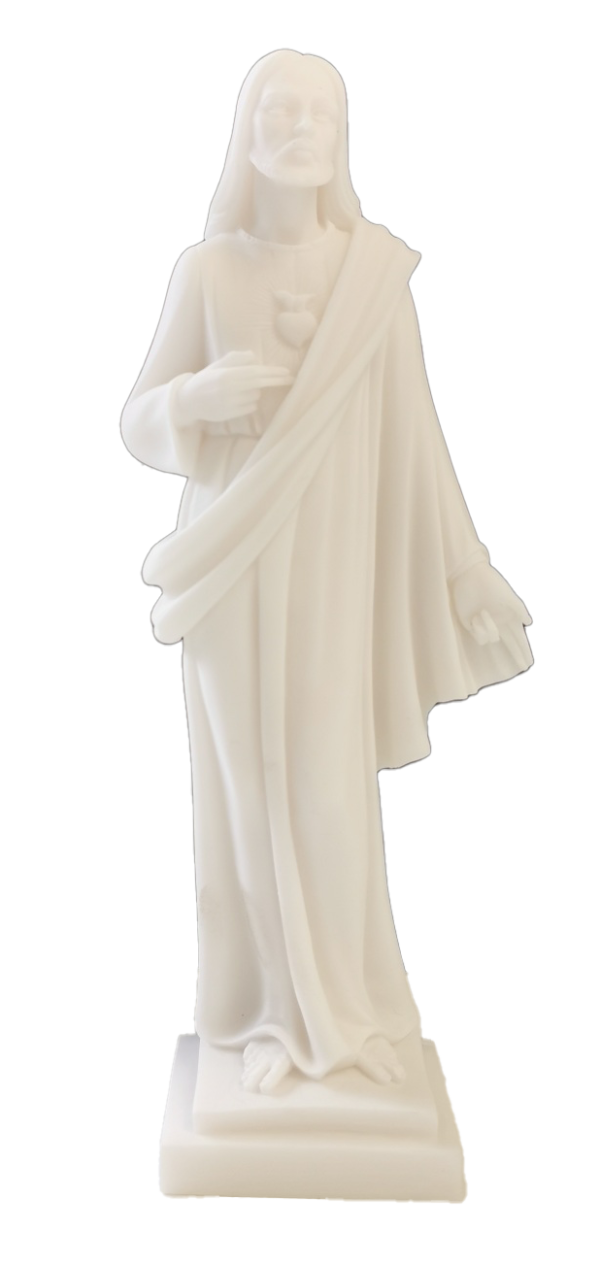 Sacré-Coeur - Statue en albâtre 25cm -Blanc