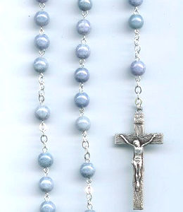 Chapelet Labradorite  ARGENTÉ-Coeur STE THÉRÈSE