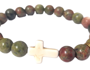 BRACELET élastique 8mm en pierre véritable- Unakite