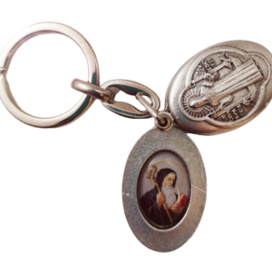 Porte-Clefs Ovale en Métal Argenté - SAINT BENOIT