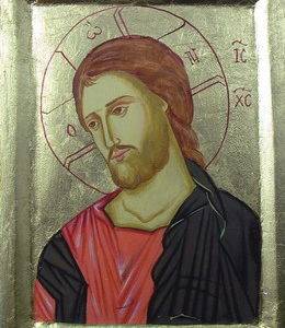 Icône dorée 16x20cm Peinte à la main- CHRIST MISERICORDE + boite