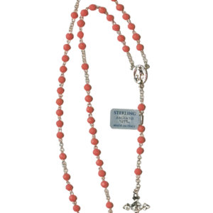 Chapelet CORAIL ROSE et ARGENT 925- 4mm + BOITE