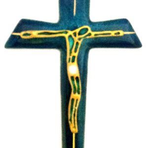 Crucifix et bronze vert 12,4X7,6cm - EMAUX DU LIBAN