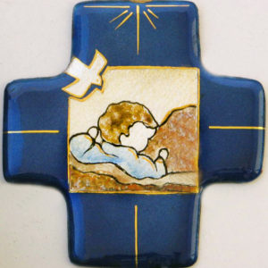 Jardin de l'esprit saint G bleu 7,7X8cm - EMAUX DU LIBAN