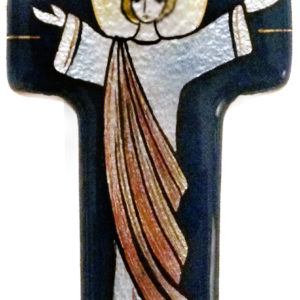 Croix du Christ Vivant bleu 17X7,7cm - EMAUX DU LIBAN