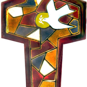 Vitrail du St Esprit rouge 18X10,4cm - EMAUX DU LIBAN