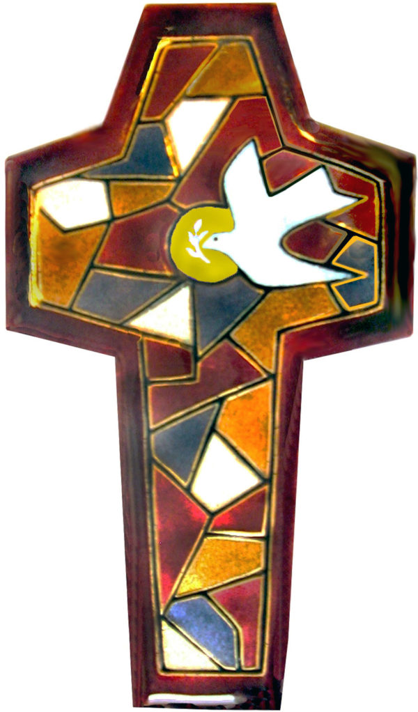 Vitrail du St Esprit rouge 18X10,4cm - EMAUX DU LIBAN