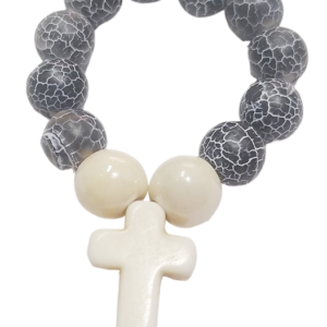Dizainier élastique 8mm en pierre véritable- Agate Bleue craquelée