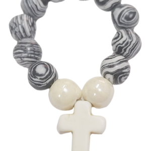 Dizainier élastique 8mm en pierre véritable- Malachite Noire/Blanche