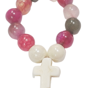 Dizainier élastique 8mm en pierre véritable-  Agate et Tourmaline