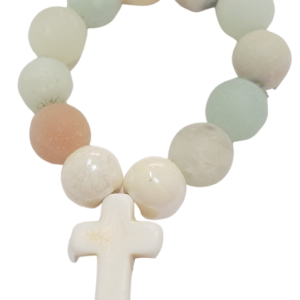 Dizainier élastique 8mm en pierre véritable-  Amazonite givrée