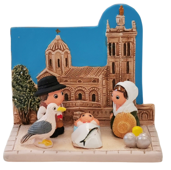 CRECHE en céramique BLOC 8x7cm- NOTRE DAME DE LA GARDE