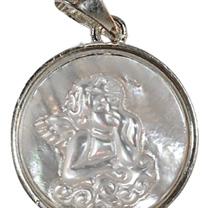 Pendentif en Nacre Argenté 14mm - ANGE DE RAPHAËL