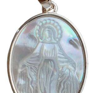 Pendentif en Nacre Argenté 16x22mm - VIERGE MIRACULEUSE