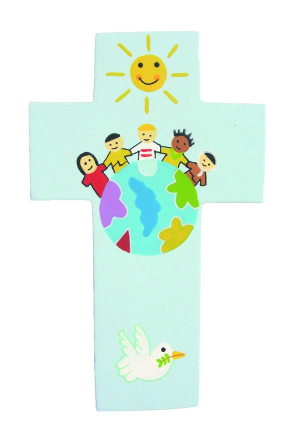 Croix Enfants du Monde bleue 12x7,5cm