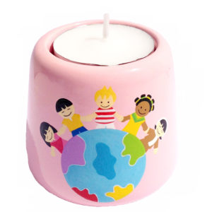 Bougeoir Enfants du Monde rose  6,5cm