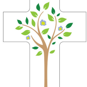 Croix - Racines et vie - blanche 11x7,5cm