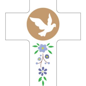 Croix - Saint Esprit, viens... - blanche 11x7,5cm