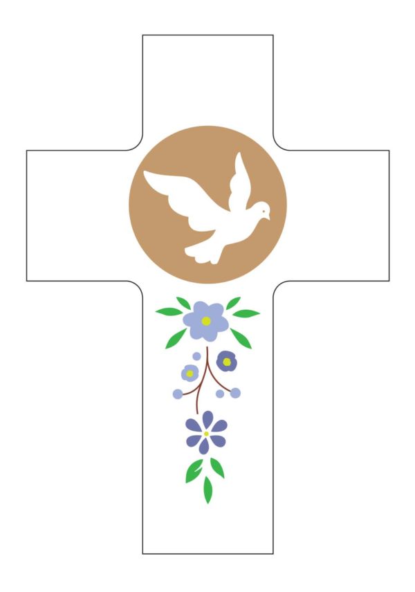 Croix - Saint Esprit, viens... - blanche 11x7,5cm
