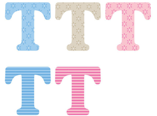 Lettre T x5pcs. Hauteur 5.5cm