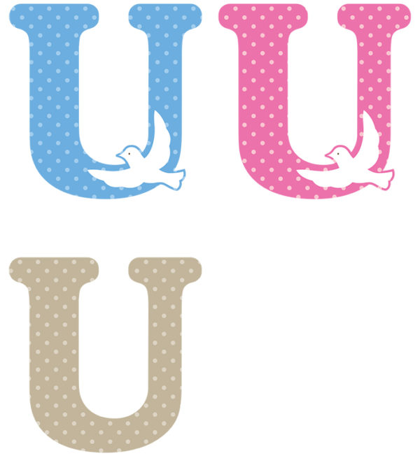Lettre U x3pcs. Hauteur 5.5cm
