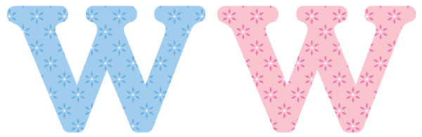 Lettre W x2pcs. Hauteur 5.5cm