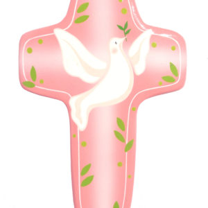 Croix Colombe Rose 14,5x9,5cm