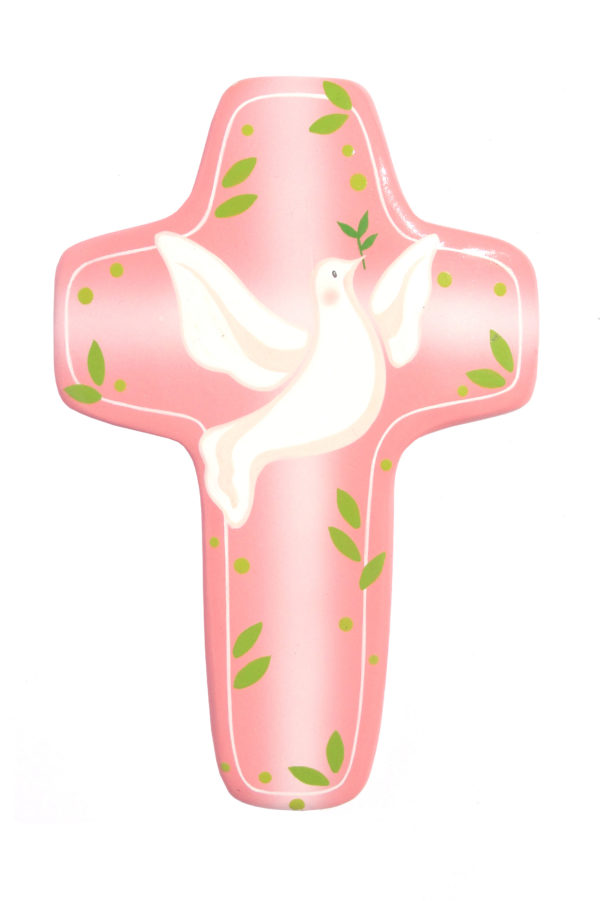 Croix Colombe Rose 14,5x9,5cm