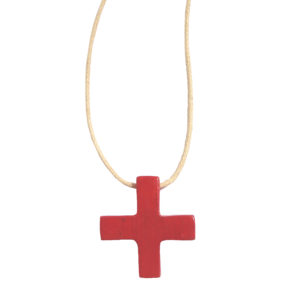 Croix pendentif teintée rouge 25mm