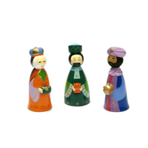 Rois Mages en bois tourné 10cm + boite
