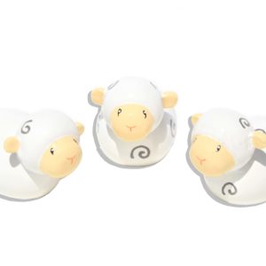 3 moutons en bois tourné 3cm + boite