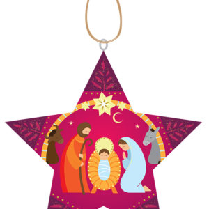 Etoile Fuschia - Sainte Famille 10cm