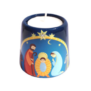 Bougeoir Nativité bleu 6.5cm